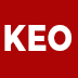 Square red box containing the letters KEO in white